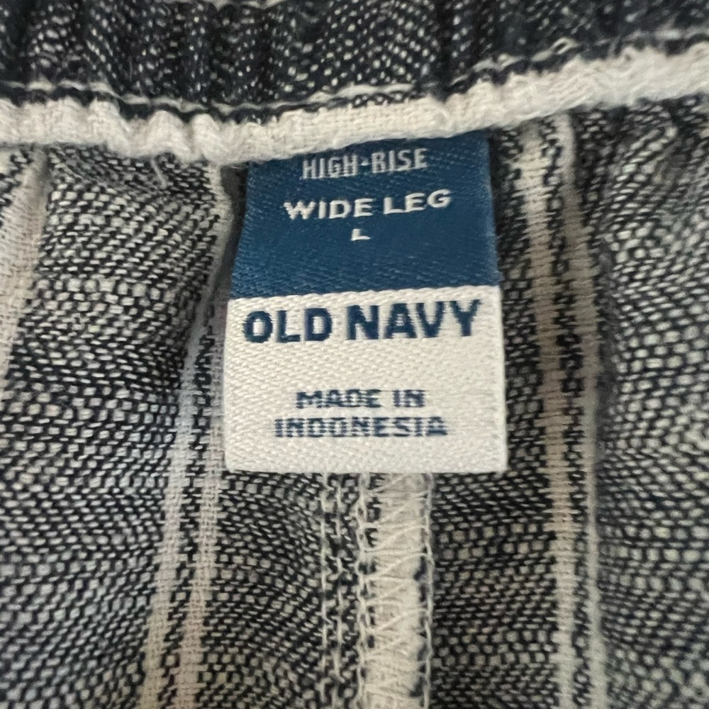 Old Navy Stripe Wide Leg Linen Pants ~ Size 10 ~ Blue - Picture 5 of 8